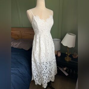 Astr the Label White Lace Midi Length Dress - Size S - VGUC
